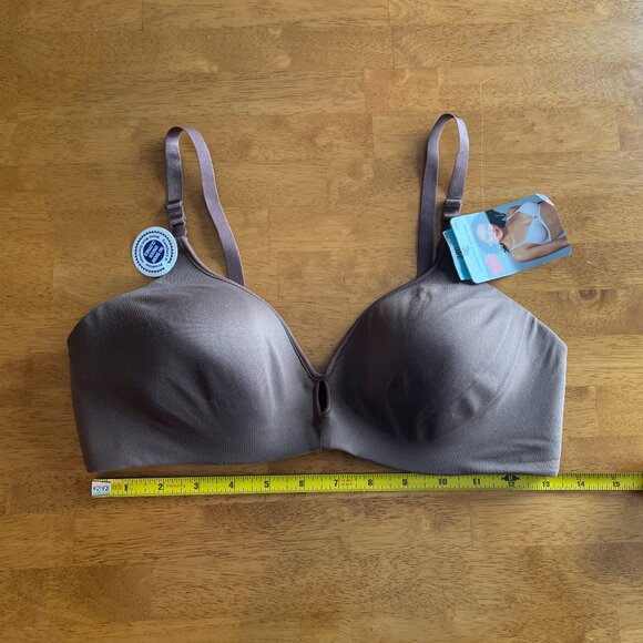 Size 38C Hanes brown convertible wire-free lightly padded bra adjustable straps - Picture 3 of 11